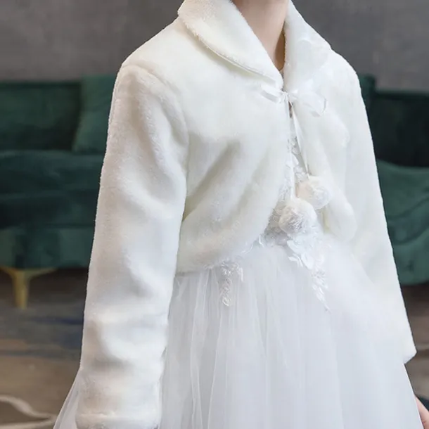 Kids Girls' Fleece Jacket Solid Color Fashion Performance Coat Outerwear 3-8 Years Fall White