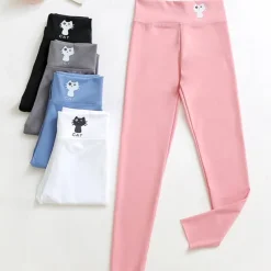 Kids Girls' Fleece Lined Leggings Animal Active Outdoor 7-13 Years Winter Black White Pink