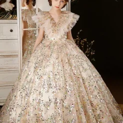 Kids Girls' Flower Girl Dress Party Dress Solid Color 3/4 Length Sleeve Performance Wedding Party Mesh Princess Sweet Mesh Mid-Calf Sheath Dress Tulle Dress Flower Girl's Dress Summer Spring Fall