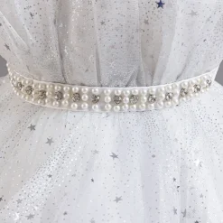 Kids Girls' Flower Girl Dress Party Dress Sequin Sleeveless Wedding Party Special Occasion Sequins Mesh Adorable Sweet Cotton Polyester Asymmetrical Party Dress Summer Spring Fall 4-13 Years White