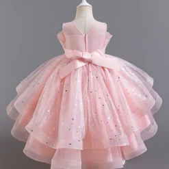 Kids Girls' Flower Girl Dress Party Dress Sequin Sleeveless Wedding Party Special Occasion Sequins Mesh Adorable Sweet Cotton Polyester Asymmetrical Party Dress Summer Spring Fall 4-13 Years White