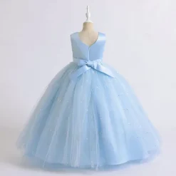 Kids Girls' Flower Girl Dress Dress Party Dress Solid Color Sleeveless Performance Wedding Party Embroidered Princess Sweet Polyester Maxi A Line Dress Summer Spring 3-13 Years Pink Navy Blue