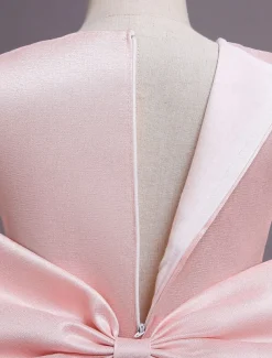 Kids Girls' Flower Girl Dress Dress Sequin Sleeveless Performance Wedding Party Mesh Bow Elegant Princess Polyester Maxi A Line Dress Tulle Dress Summer Spring 4-13 Years Multicolor Pink Wine