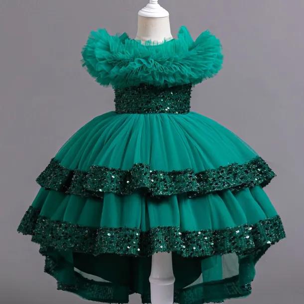 Kids Girls' Flower Girl Dress Party Dress Sequin Sleeveless Wedding Party Special Occasion Sequins Ruched Zipper Adorable Sweet Cotton Polyester Asymmetrical Party Dress Summer Spring Fall 4-13 Years