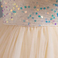 Kids Girls' Flower Girl Dress Party Dress Sequin Sleeveless Wedding Party Special Occasion Sequins Ruched Zipper Adorable Sweet Cotton Polyester Asymmetrical Party Dress Summer Spring Fall 4-13 Years
