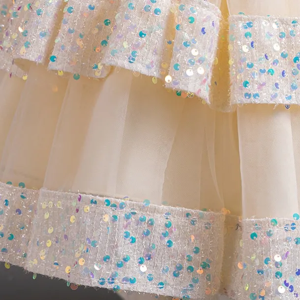 Kids Girls' Flower Girl Dress Party Dress Sequin Sleeveless Wedding Party Special Occasion Sequins Ruched Zipper Adorable Sweet Cotton Polyester Asymmetrical Party Dress Summer Spring Fall 4-13 Years