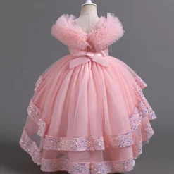 Kids Girls' Flower Girl Dress Party Dress Sequin Sleeveless Wedding Party Special Occasion Sequins Ruched Zipper Adorable Sweet Cotton Polyester Asymmetrical Party Dress Summer Spring Fall 4-13 Years