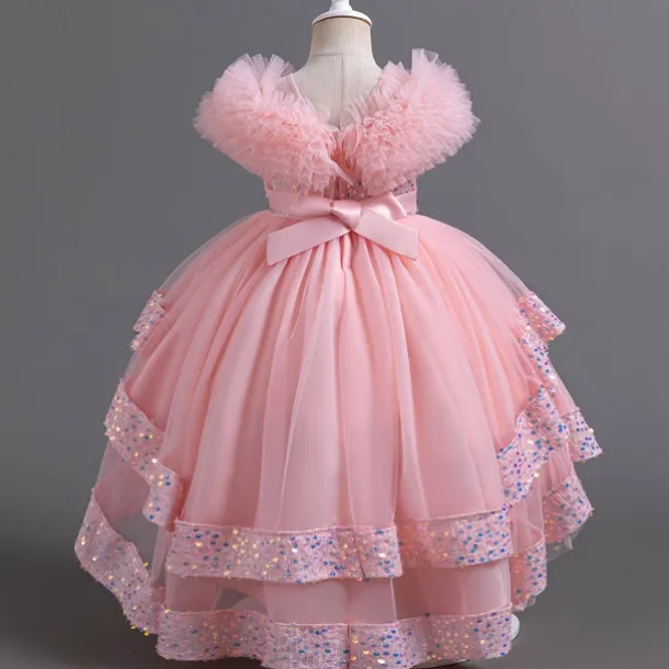 Kids Girls' Flower Girl Dress Party Dress Sequin Sleeveless Wedding Party Special Occasion Sequins Ruched Zipper Adorable Sweet Cotton Polyester Asymmetrical Party Dress Summer Spring Fall 4-13 Years