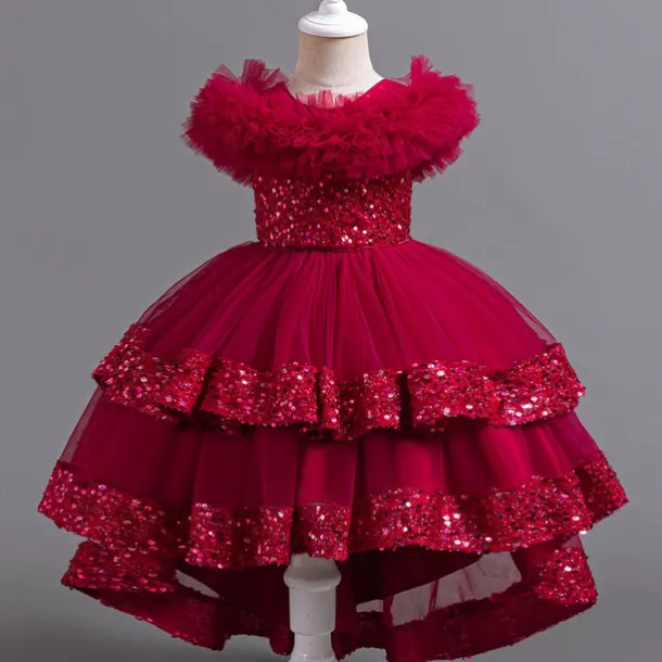 Kids Girls' Flower Girl Dress Party Dress Sequin Sleeveless Wedding Party Special Occasion Sequins Ruched Zipper Adorable Sweet Cotton Polyester Asymmetrical Party Dress Summer Spring Fall 4-13 Years