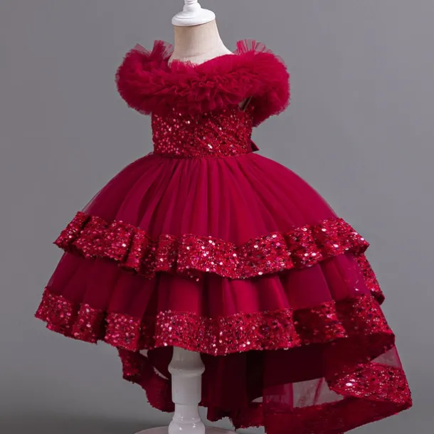 Kids Girls' Flower Girl Dress Party Dress Sequin Sleeveless Wedding Party Special Occasion Sequins Ruched Zipper Adorable Sweet Cotton Polyester Asymmetrical Party Dress Summer Spring Fall 4-13 Years