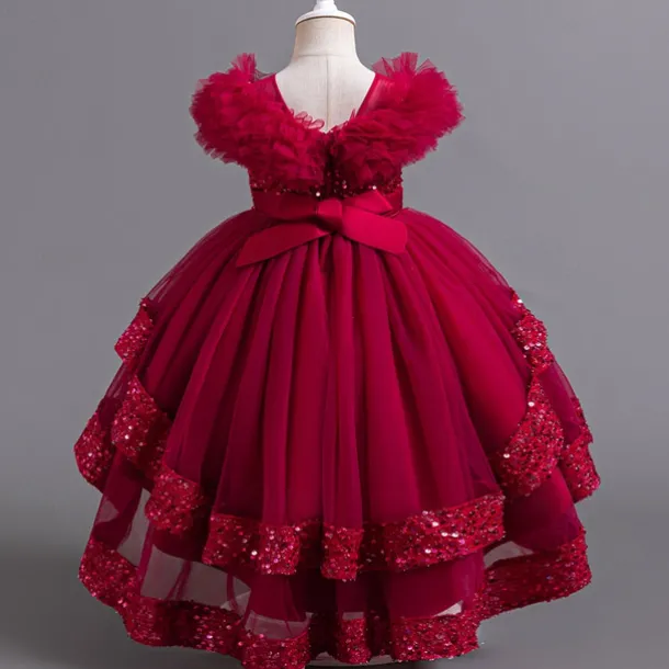 Kids Girls' Flower Girl Dress Party Dress Sequin Sleeveless Wedding Party Special Occasion Sequins Ruched Zipper Adorable Sweet Cotton Polyester Asymmetrical Party Dress Summer Spring Fall 4-13 Years