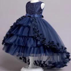 Kids Girls' Flower Girl Dress Dress Solid Colored Sleeveless Performance Wedding Party Mesh Bow Princess Sweet Cotton Tulle Asymmetrical A Line Dress Summer Spring 3-12 Years White Pink Wine