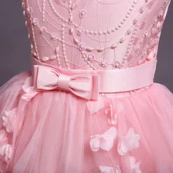 Kids Girls' Flower Girl Dress Dress Solid Colored Sleeveless Performance Wedding Party Mesh Bow Princess Sweet Cotton Tulle Asymmetrical A Line Dress Summer Spring 3-12 Years White Pink Wine