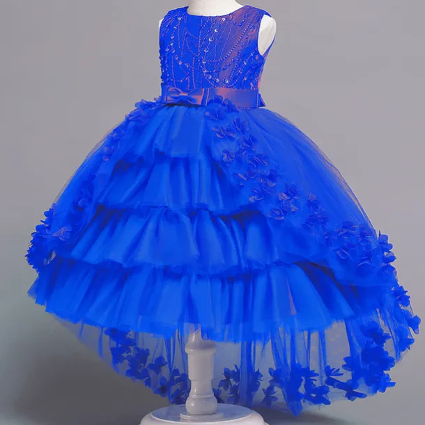 Kids Girls' Flower Girl Dress Dress Solid Colored Sleeveless Performance Wedding Party Mesh Bow Princess Sweet Cotton Tulle Asymmetrical A Line Dress Summer Spring 3-12 Years White Pink Wine