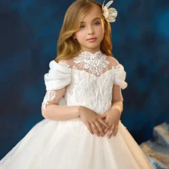 Kids Girls' Flower Girl Dress First Communion Dress Party Dress Solid Color Sleeveless Long Sleeve Performance Wedding Party Mesh Princess Sweet Mesh Mid-Calf Sheath Dress Tulle Dress Summer Spring