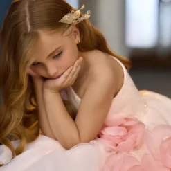 Kids Girls' Flower Girl Dress First Communion Dress Party Dress Solid Color Sleeveless Long Sleeve Performance Wedding Party Mesh Princess Sweet Mesh Mid-Calf Sheath Dress Tulle Dress Summer Spring