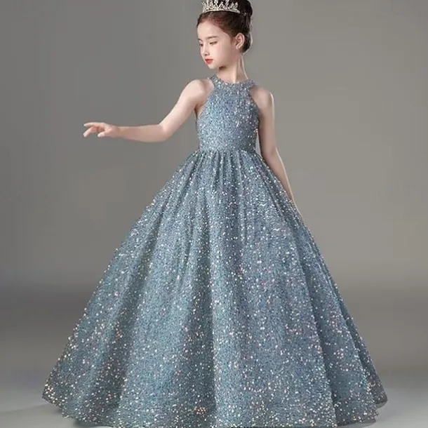 Kids Girls' Flower Girl Dress Party Dress Solid Color Sleeveless Formal Performance Wedding Mesh Princess Sweet Mesh Mid-Calf Sheath Dress Tulle Dress Flower Girl's Dress Summer Spring Fall 2-12