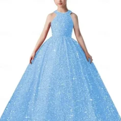 Kids Girls' Flower Girl Dress Party Dress Solid Color Sleeveless Formal Performance Wedding Mesh Princess Sweet Mesh Mid-Calf Sheath Dress Tulle Dress Flower Girl's Dress Summer Spring Fall 2-12