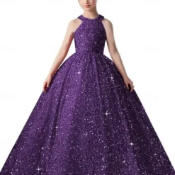 Kids Girls' Flower Girl Dress Party Dress Solid Color Sleeveless Formal Performance Wedding Mesh Princess Sweet Mesh Mid-Calf Sheath Dress Tulle Dress Flower Girl's Dress Summer Spring Fall 2-12