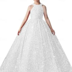 Kids Girls' Flower Girl Dress Party Dress Solid Color Sleeveless Formal Performance Wedding Mesh Princess Sweet Mesh Mid-Calf Sheath Dress Tulle Dress Flower Girl's Dress Summer Spring Fall 2-12