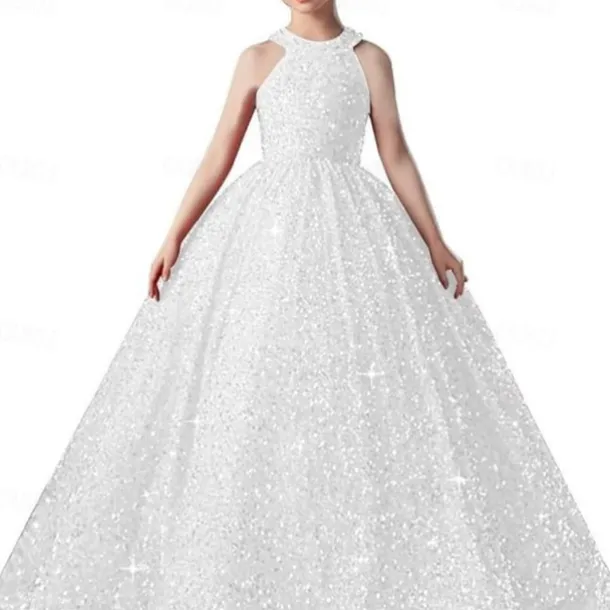 Kids Girls' Flower Girl Dress Party Dress Solid Color Sleeveless Formal Performance Wedding Mesh Princess Sweet Mesh Mid-Calf Sheath Dress Tulle Dress Flower Girl's Dress Summer Spring Fall 2-12