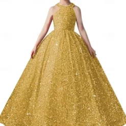 Kids Girls' Flower Girl Dress Party Dress Solid Color Sleeveless Formal Performance Wedding Mesh Princess Sweet Mesh Mid-Calf Sheath Dress Tulle Dress Flower Girl's Dress Summer Spring Fall 2-12