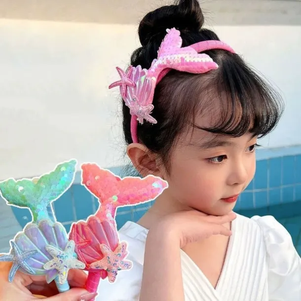 Kids Girls' Hair Accessories Active Sweet Party Birthday Mermaid White Pink