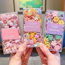 Kids Girls' Hair Accessories Floral 3# colorful flowers 20-piece set 11# light yellow 20-piece set