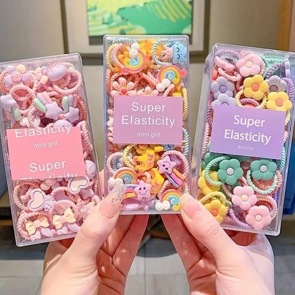 Kids Girls' Hair Accessories Floral 3# colorful flowers 20-piece set 11# light yellow 20-piece set