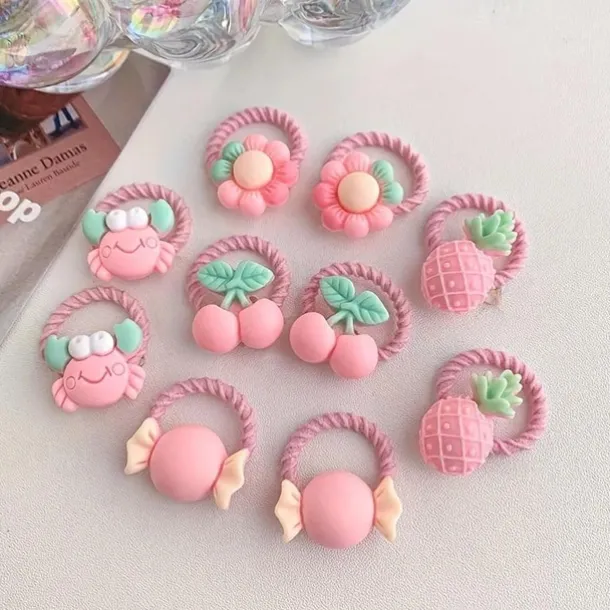 Kids Girls' Hair Accessories Floral 3# colorful flowers 20-piece set 11# light yellow 20-piece set