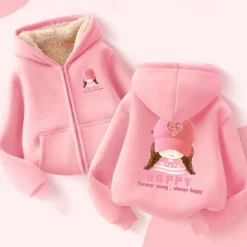 Kids Girls' Hoodie Graphic Long Sleeve Zipper Pocket Fall Winter Fashion Daily Polyester Outdoor Casual Tailored Fit