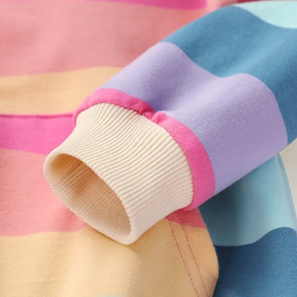 Kids Girls' Hoodie Rainbow Stripe Long Sleeve Pocket Spring Fall Cute Streetwear Daily Cotton Outdoor Casual Regular Fit