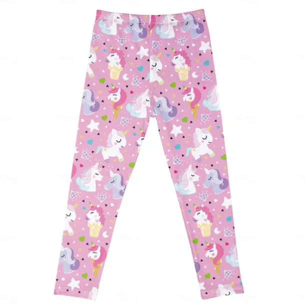 Kids Girls' Leggings Animal Active Outdoor Cotton 3-7 Years Summer Red monkey Purple crown White crown