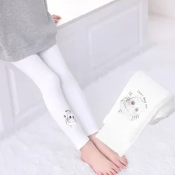 Kids Girls' Leggings Cat Active Outdoor 7-13 Years Spring Black White Pink