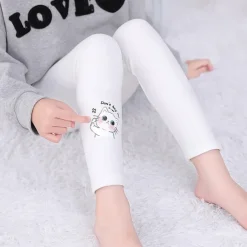 Kids Girls' Leggings Cat Active Outdoor 7-13 Years Spring Black White Pink