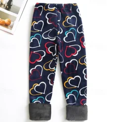 Kids Girls' Leggings Heart Active Outdoor 7-13 Years Fall Leopard Print Navy blue dots Colorful hearts