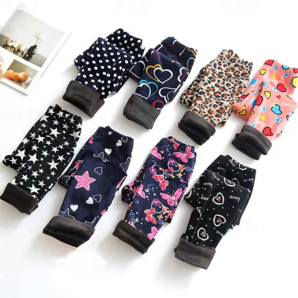 Kids Girls' Leggings Heart Active Outdoor 7-13 Years Fall Leopard Print Navy blue dots Colorful hearts