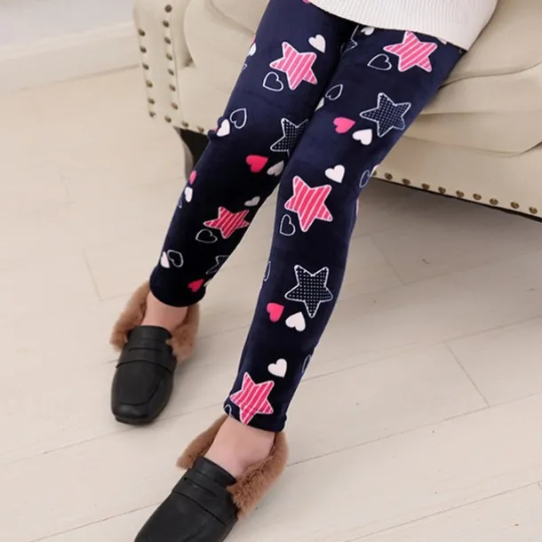 Kids Girls' Leggings Heart Active Outdoor 7-13 Years Fall Leopard Print Navy blue dots Colorful hearts