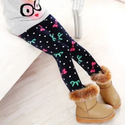 Kids Girls' Leggings Heart Active Outdoor 7-13 Years Fall Leopard Print Navy blue dots Colorful hearts