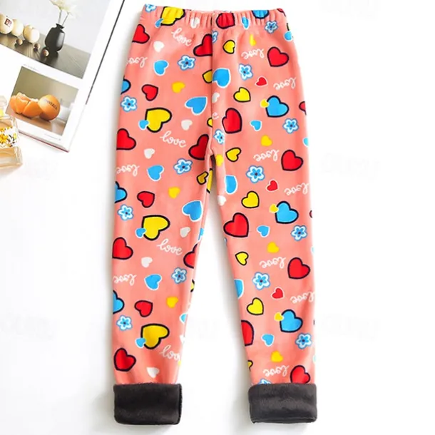 Kids Girls' Leggings Heart Active Outdoor 7-13 Years Fall Leopard Print Navy blue dots Colorful hearts