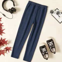 Kids Girls' Leggings Solid Color Daily Outdoor 7-13 Years Summer Black Royal Blue