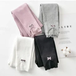 Kids Girls' Leggings Solid Color Active Outdoor Cotton 7-13 Years Fall Pink purple Black White