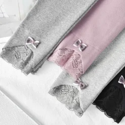 Kids Girls' Leggings Solid Color Active Outdoor Cotton 7-13 Years Fall Pink purple Black White