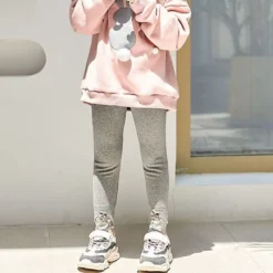 Kids Girls' Leggings Solid Color Active Outdoor Cotton 7-13 Years Fall Pink purple Black White