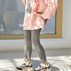 Kids Girls' Leggings Solid Color Active Outdoor Cotton 7-13 Years Fall Pink purple Black White