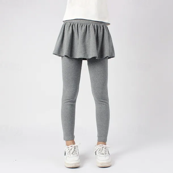 Kids Girls' Leggings Solid Color Active Training 7-13 Years Spring Date red Meat powder Black