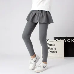 Kids Girls' Leggings Solid Color Active Training 7-13 Years Spring Date red Meat powder Black