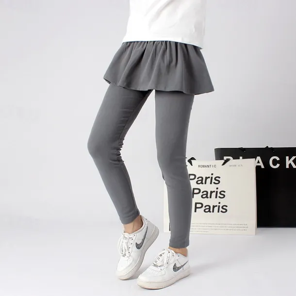 Kids Girls' Leggings Solid Color Active Training 7-13 Years Spring Date red Meat powder Black