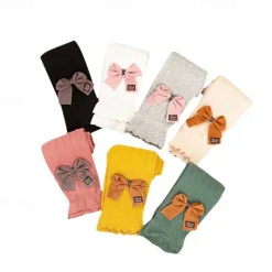 Kids Girls' Leggings Solid Color Fashion Outdoor Cotton 3-7 Years Spring turmeric Black White