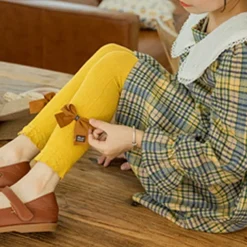 Kids Girls' Leggings Solid Color Fashion Outdoor Cotton 3-7 Years Spring turmeric Black White